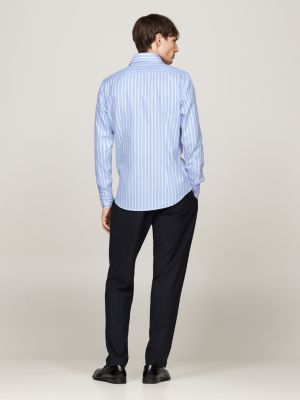 blau smart casual gestreiftes slim fit hemd für herren - tommy hilfiger