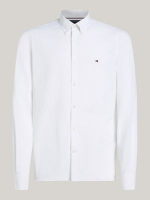 white button-down collar slim fit poplin shirt for men tommy hilfiger