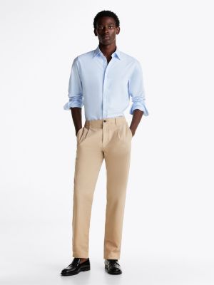 niebieski koszula o regularnym kroju smart casual z bawełny oxford dla mężczyźni - tommy hilfiger