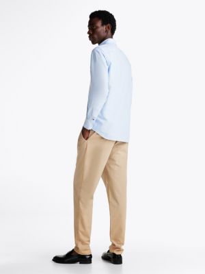 niebieski koszula o regularnym kroju smart casual z bawełny oxford dla mężczyźni - tommy hilfiger
