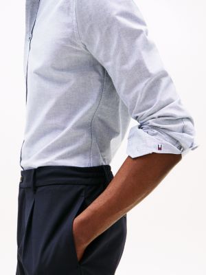 niebieski koszula o regularnym kroju smart casual z bawełny oxford dla mężczyźni - tommy hilfiger