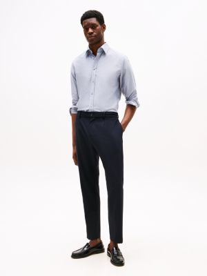 niebieski koszula o regularnym kroju smart casual z bawełny oxford dla mężczyźni - tommy hilfiger