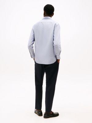 niebieski koszula o regularnym kroju smart casual z bawełny oxford dla mężczyźni - tommy hilfiger