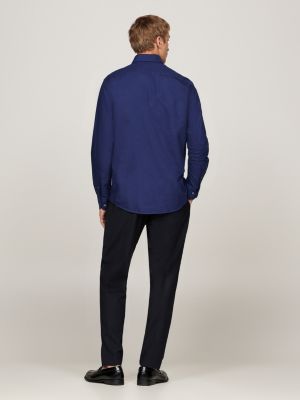 niebieski koszula o regularnym kroju smart casual z bawełny oxford dla mężczyźni - tommy hilfiger