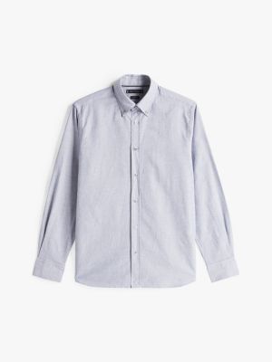 niebieski koszula o regularnym kroju smart casual z bawełny oxford dla mężczyźni - tommy hilfiger