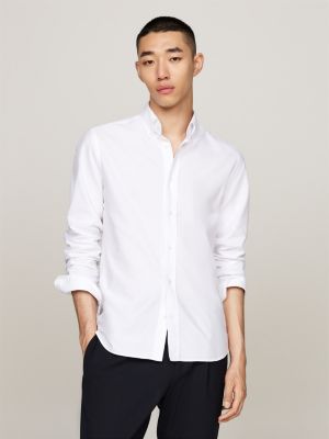 camicia smart casual regular fit in cotone white da uomini tommy hilfiger