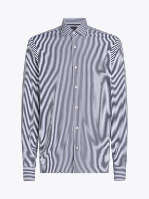 blau smart casual slim fit popeline-hemd für herren - tommy hilfiger