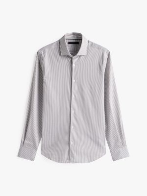 grey smart casual slim fit poplin shirt for men tommy hilfiger