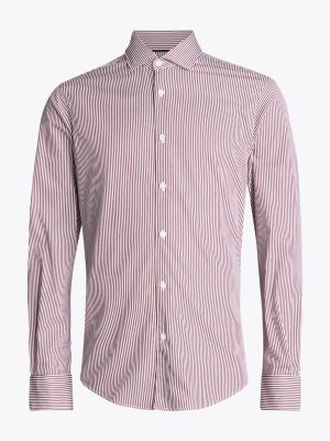 red smart casual slim fit poplin shirt for men tommy hilfiger