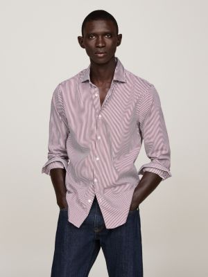 camicia smart casual slim fit a righe red da uomini tommy hilfiger