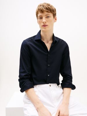 blau smart casual slim fit hemd für herren - tommy hilfiger
