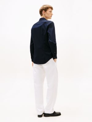 blau smart casual slim fit hemd für herren - tommy hilfiger