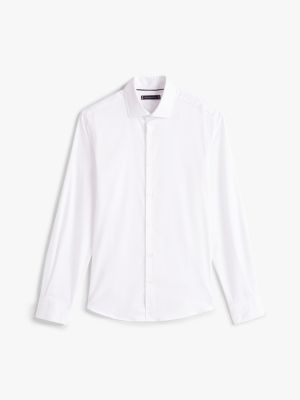 chemise ajustée smart casual blanc pour hommes tommy hilfiger