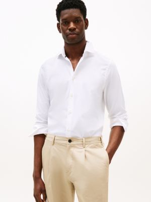 camicia smart casual slim fit in popeline white da uomini tommy hilfiger