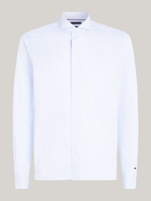 camicia smart casual slim fit in twill blu da uomini tommy hilfiger