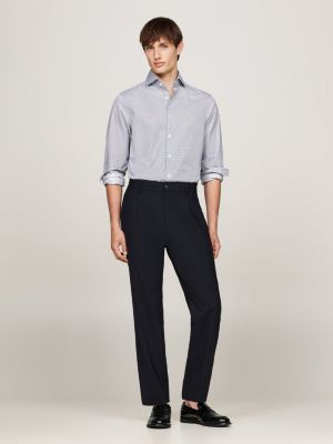 camicia smart casual slim fit in twill blu da uomini tommy hilfiger