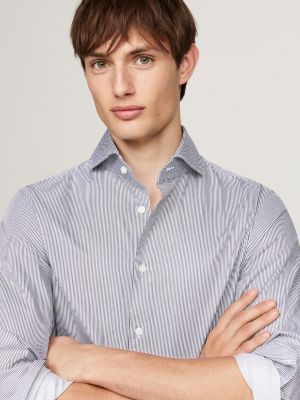 camicia smart casual slim fit in twill blu da uomini tommy hilfiger