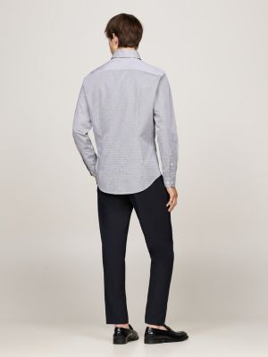 camicia smart casual slim fit in twill blu da uomini tommy hilfiger