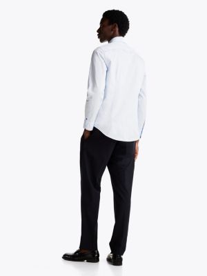 blue smart casual slim fit twill shirt for men tommy hilfiger