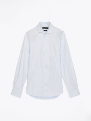 blue smart casual slim fit twill shirt for men tommy hilfiger