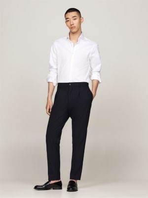 white smart casual slim fit twill shirt for men tommy hilfiger