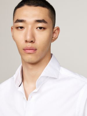 white smart casual slim fit twill shirt for men tommy hilfiger