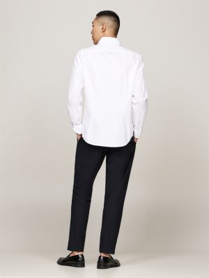 white smart casual slim fit twill shirt for men tommy hilfiger