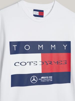 wit tommy x mercedes f1 x cr t-shirt met vlaglogo voor heren - tommy hilfiger