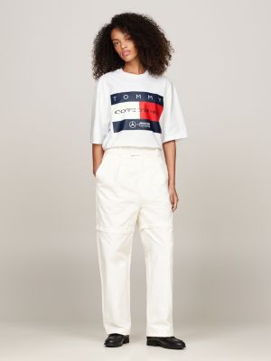 white tommy x mercedes f1 x cr flag logo t-shirt for men tommy hilfiger