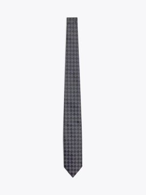 khaki pure silk grid tie for men tommy hilfiger