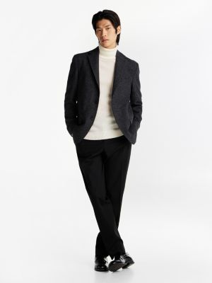 blazer droit th x festive noir pour hommes tommy hilfiger