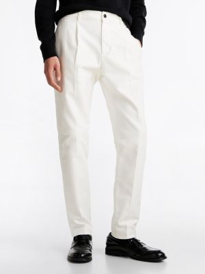 pantaloni harlem th x festive affusolati con pieghe bianco da uomini tommy hilfiger