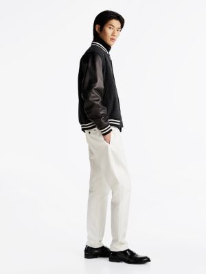 pantalon harlem th x festive fuselé à pinces blanc pour hommes tommy hilfiger