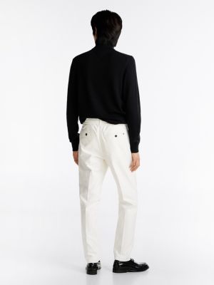 pantalon harlem th x festive fuselé à pinces blanc pour hommes tommy hilfiger