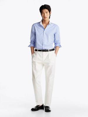 blau th x festive gestreiftes slim fit hemd für herren - tommy hilfiger