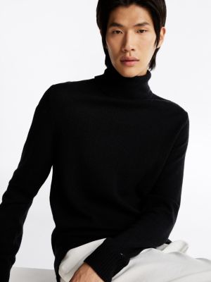 black th x festive pure wool roll neck jumper for men tommy hilfiger