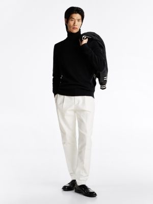 zwart th x festive wollen trui met col voor heren - tommy hilfiger