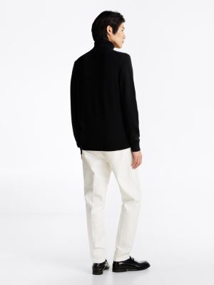 zwart th x festive wollen trui met col voor heren - tommy hilfiger