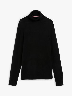 zwart th x festive wollen trui met col voor heren - tommy hilfiger