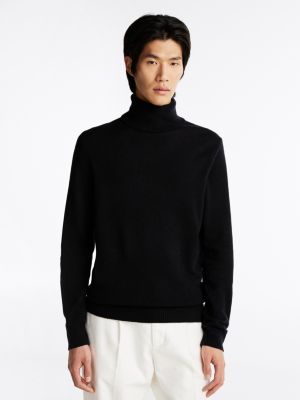 black th x festive pure wool roll neck jumper for men tommy hilfiger