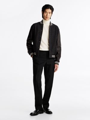 bomber th x festive en cuir noir pour hommes tommy hilfiger