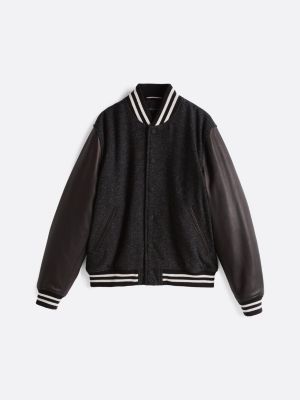 bomber th x festive in pelle nero da uomini tommy hilfiger