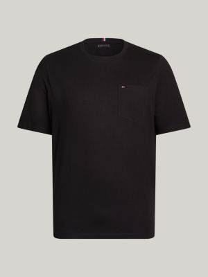 czarny t-shirt z okrągłym dekoltem z kolekcji plus dla mężczyźni - tommy hilfiger