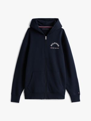 blue plus logo zip-thru hoody for men tommy hilfiger