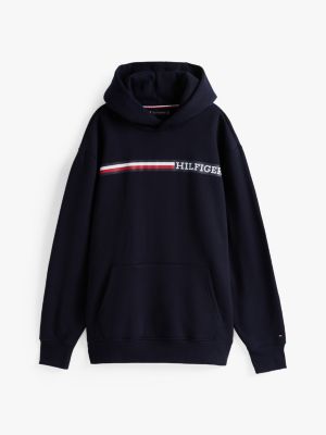 sweat à capuche plus à logo monotype hilfiger blue pour hommes tommy hilfiger