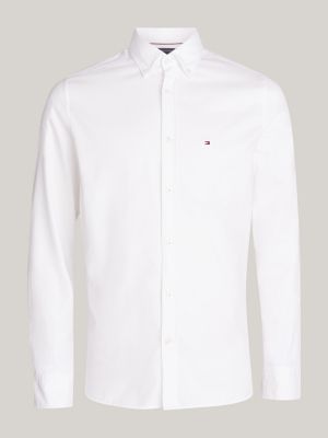 white th flex dobby slim fit shirt for men tommy hilfiger