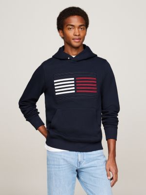 Hilfiger Flag Grosgrain Hoody Blue Tommy Hilfiger