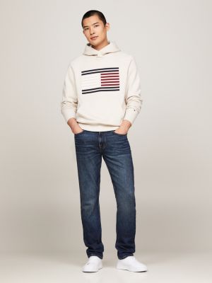 sweat à capuche à drapeau hilfiger marron pour hommes tommy hilfiger