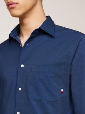 blue point collar regular fit shirt for men tommy hilfiger