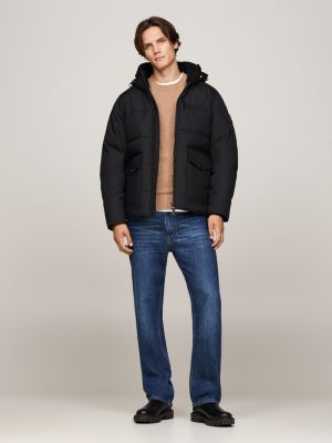 black water repellent rockie puffer jacket for men tommy hilfiger